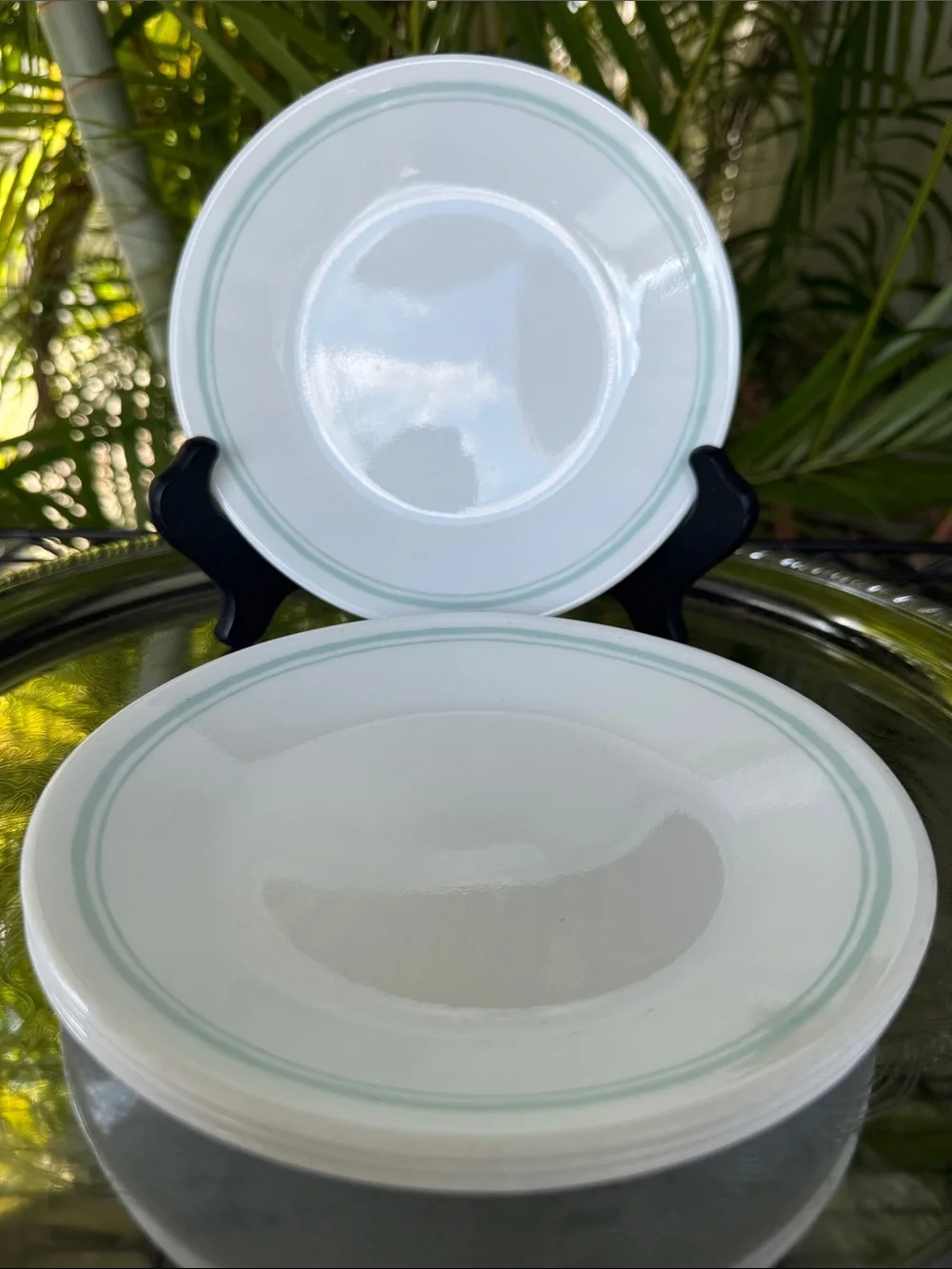 Corelle DELANO Bread Side Dessert Plates Set of 4 AQUA Blue Sea Mist Pale Green